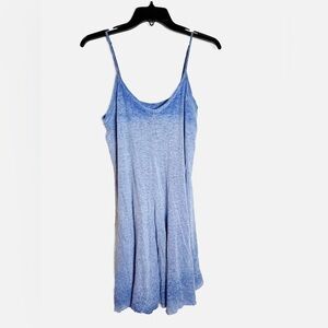 Brochu Walker Blue 100% Linen Adjustable Spaghetti Strap Dress